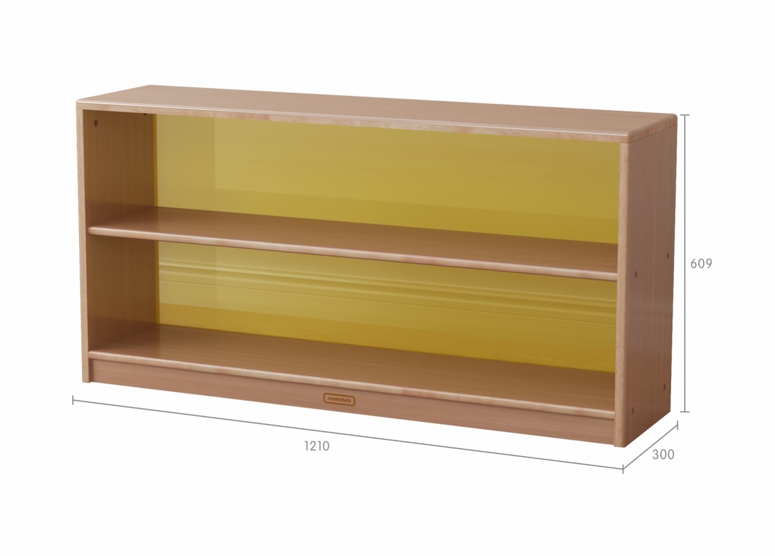 Forest School - 609H x 1210L Wooden  Shelving Unit - Translucent Yellow Back