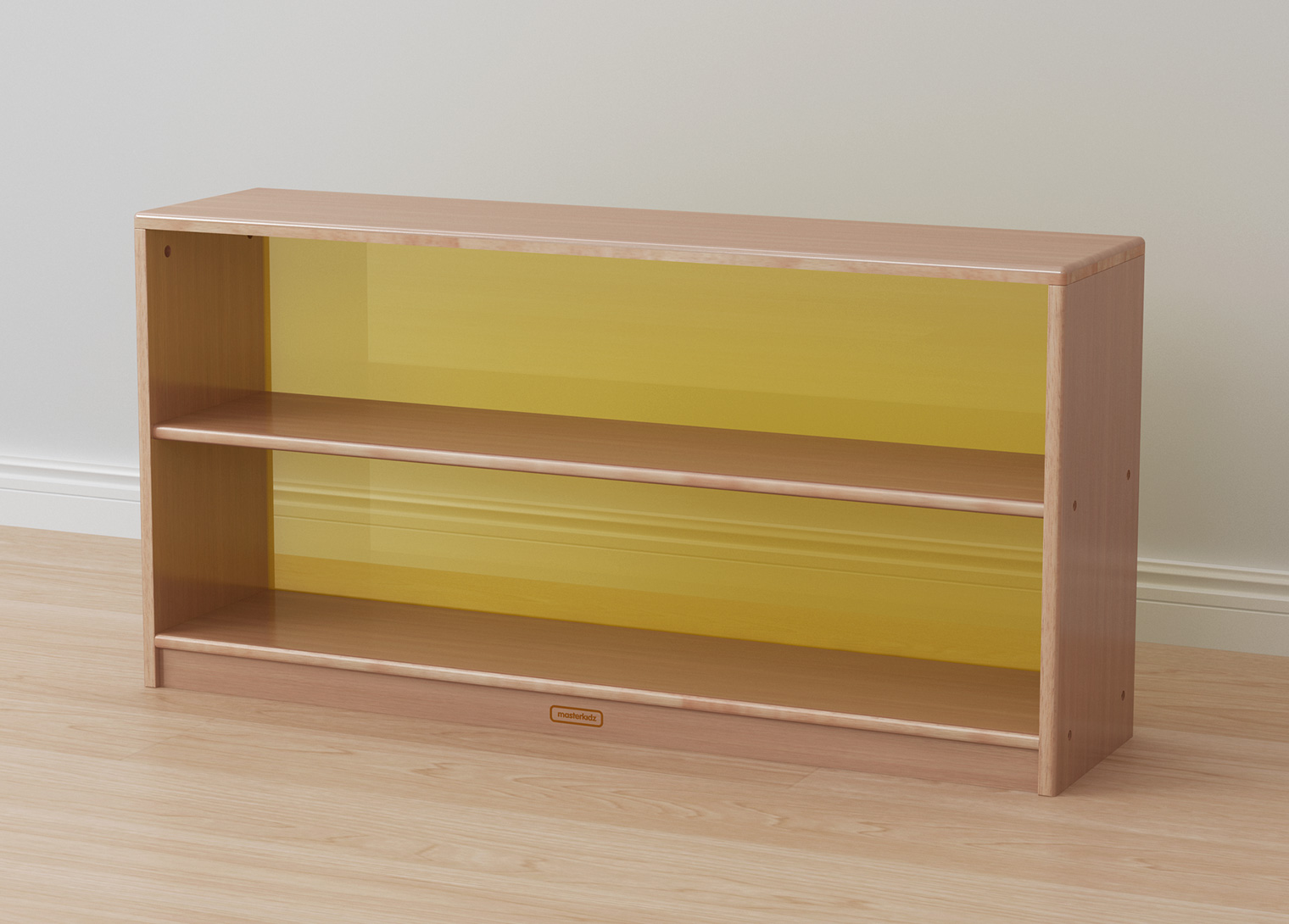 Forest School - 609H x 1210L Wooden  Shelving Unit - Translucent Yellow Back