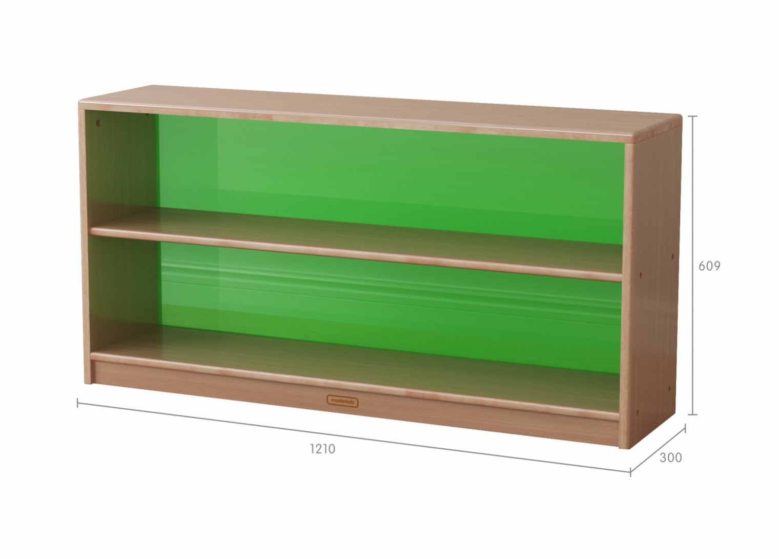 Forest School - 609H x 1210L Wooden  Shelving Unit - Translucent Green Back