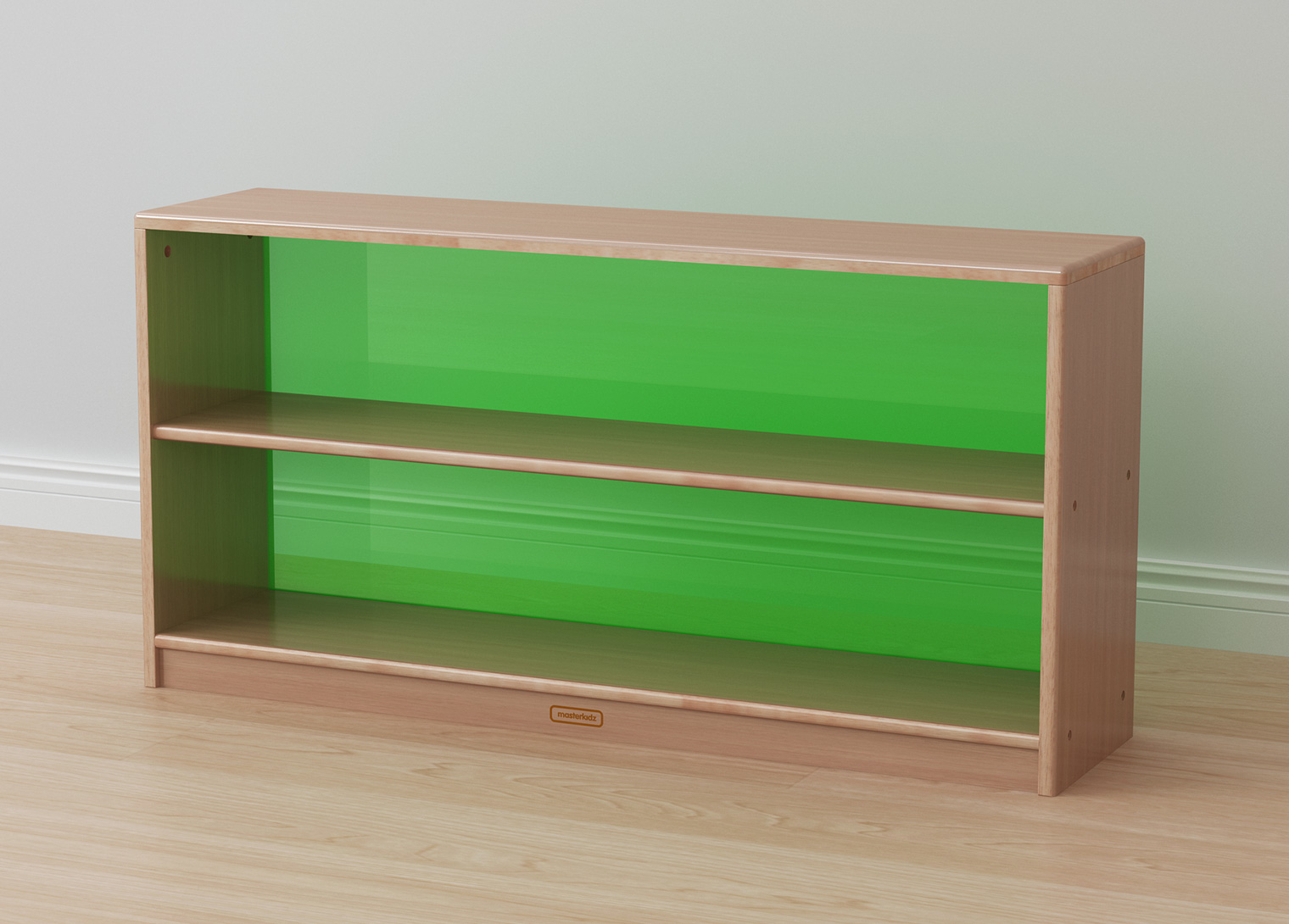 Forest School - 609H x 1210L Wooden  Shelving Unit - Translucent Green Back