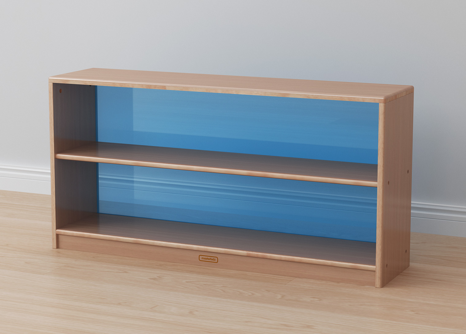 Forest School - 609H x 1210L Wooden  Shelving Unit - Translucent Blue Back