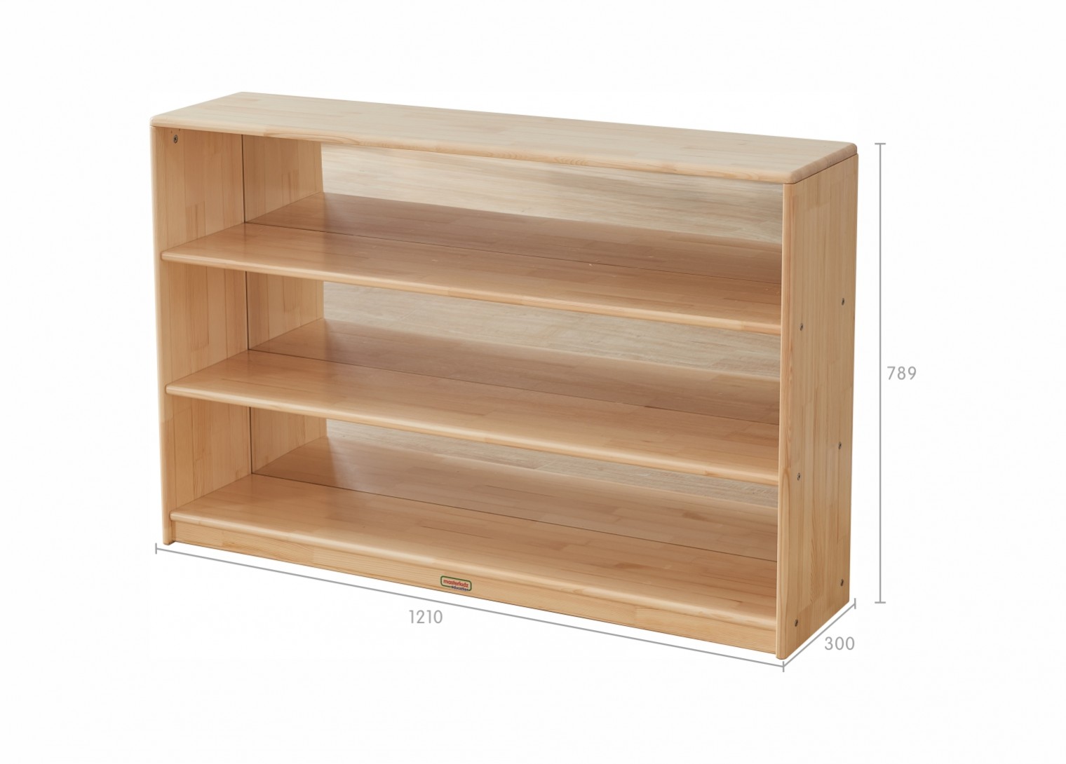 Forest School - 789H x 1210L Wooden  Shelving Unit - Anti-Scratch Acrylic Mirror Back