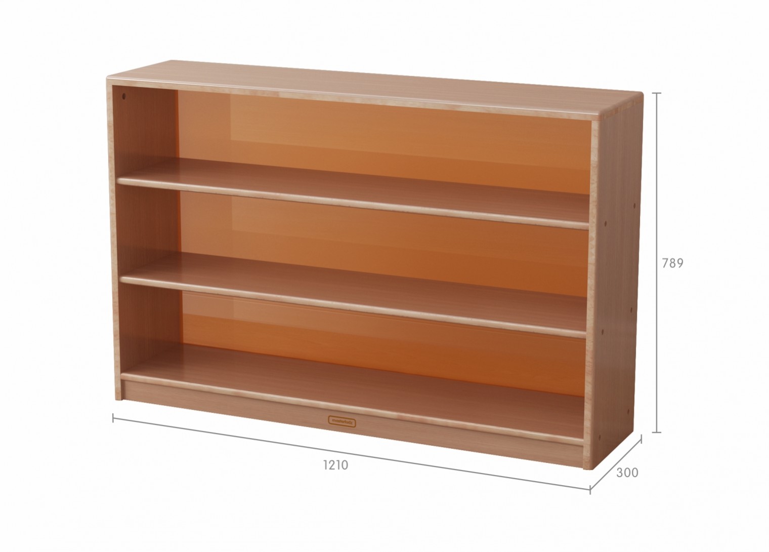 Forest School - 789H x 1210L Wooden  Shelving Unit - Translucent Orange Back