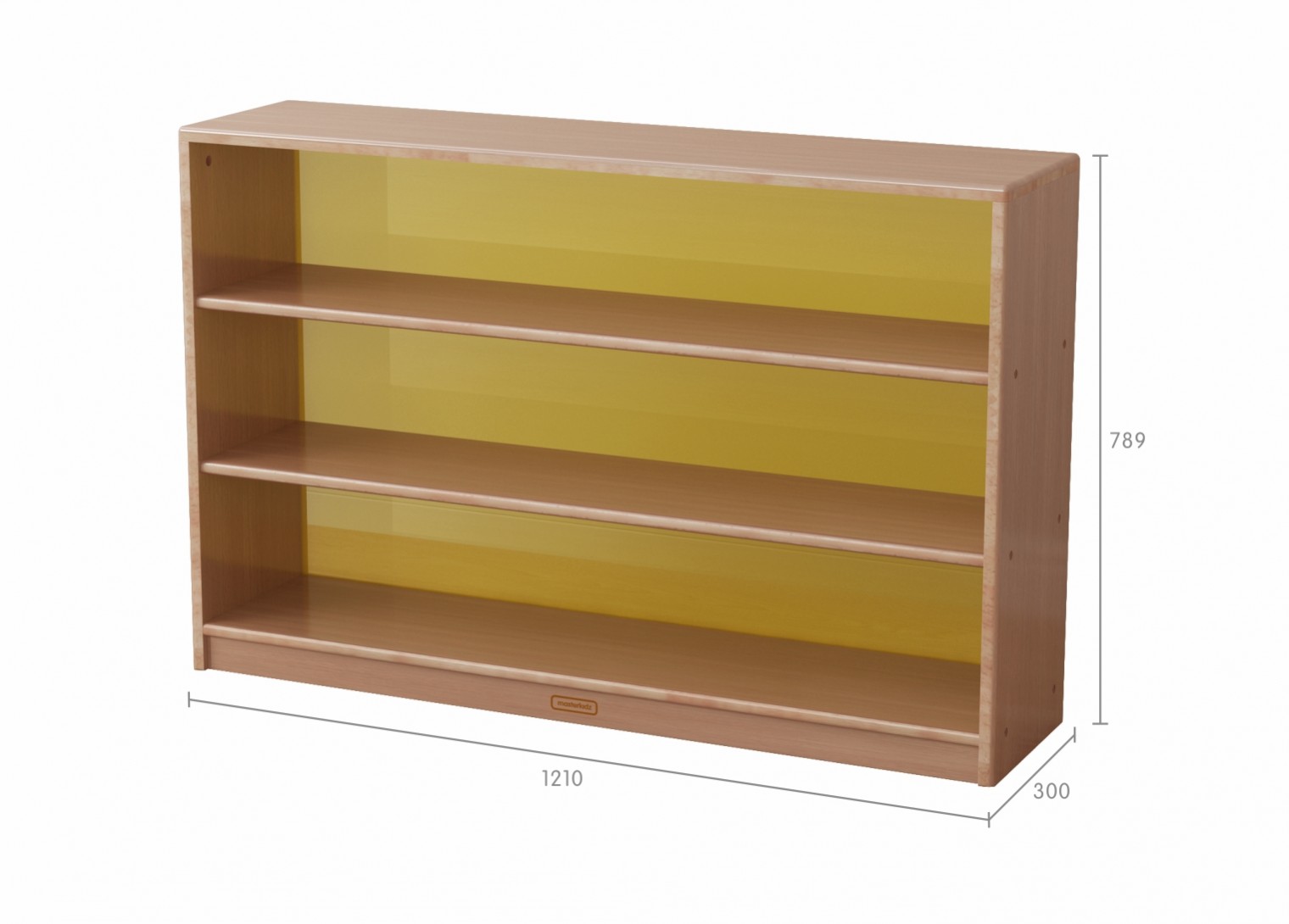 Forest School - 789H x 1210L Wooden  Shelving Unit - Translucent Yellow Back