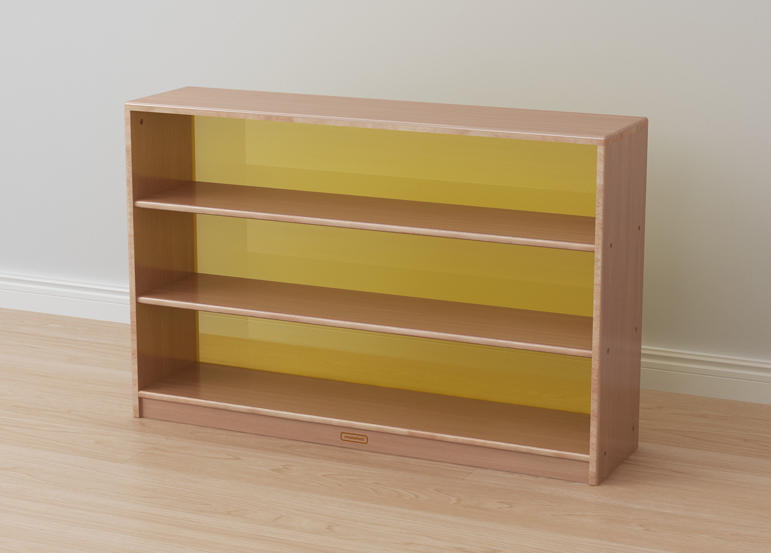 Forest School - 789H x 1210L Wooden  Shelving Unit - Translucent Yellow Back