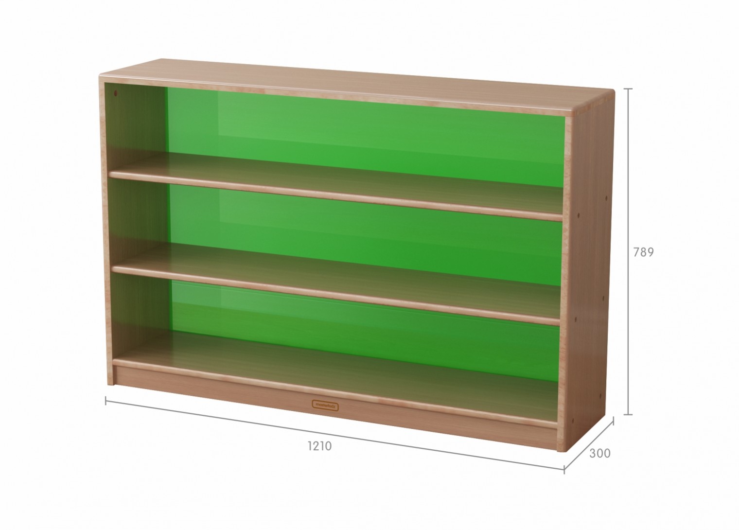 Forest School - 789H x 1210L Wooden  Shelving Unit - Translucent Green Back