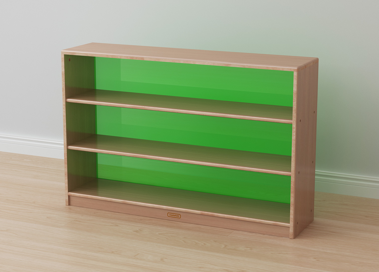 Forest School - 789H x 1210L Wooden  Shelving Unit - Translucent Green Back