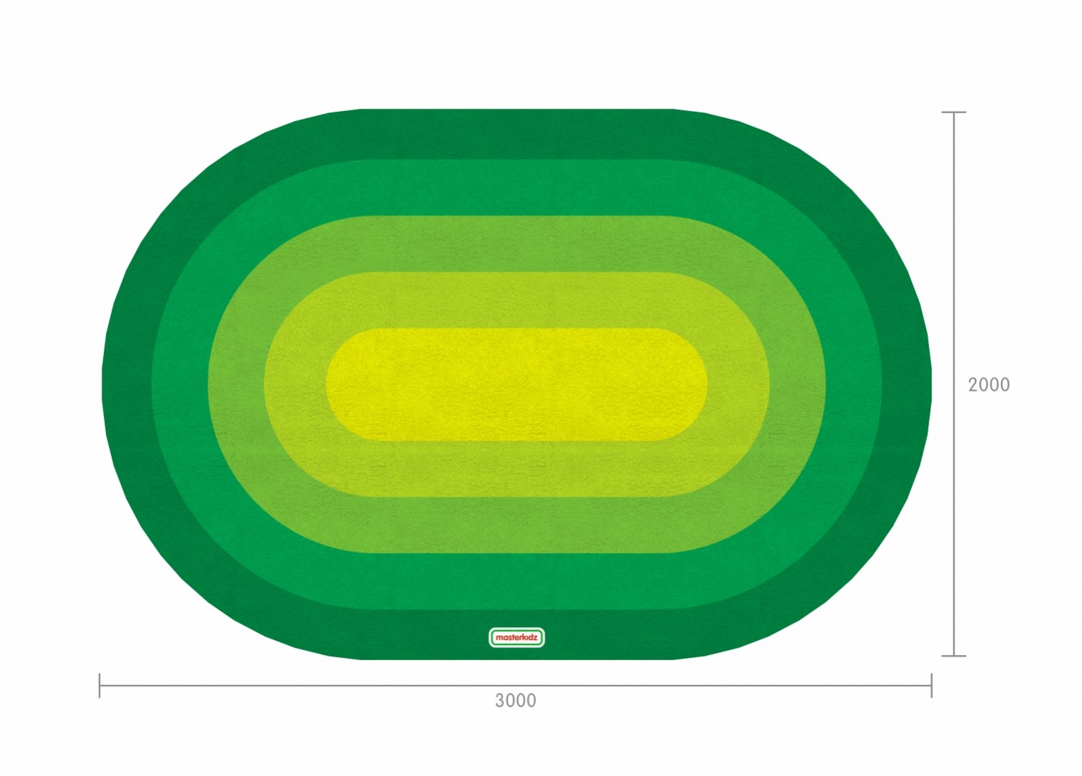 3000L Oval-Shaped Classroom Rug(Green) - 3000L x 2000W