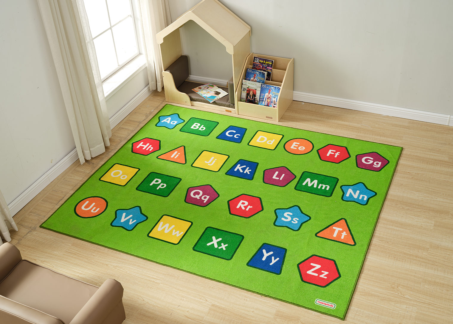Alphabets and Shapes Classroom Rug - 2400L x 2000W