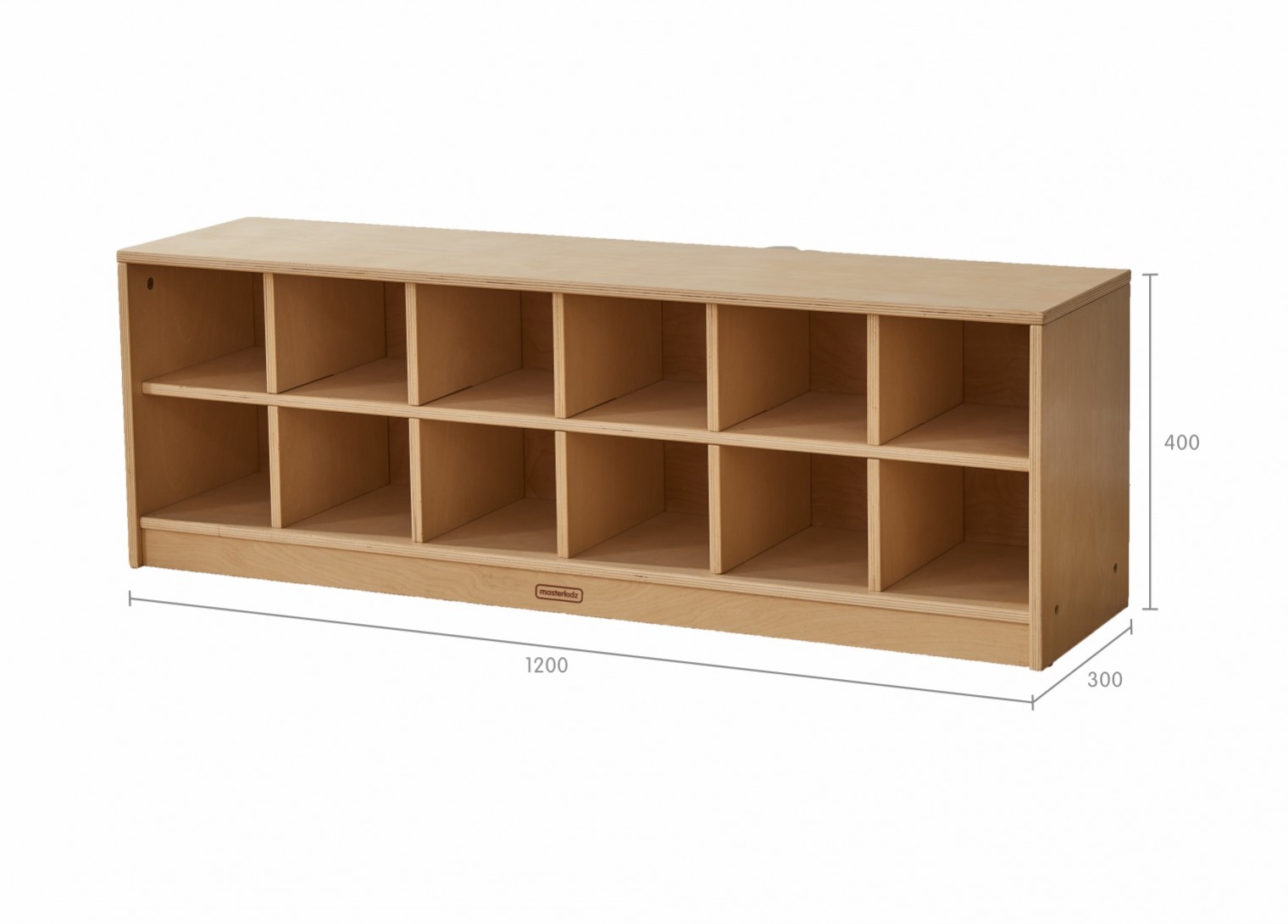 1200L 12-Compartment Shoe Bench - Plywood